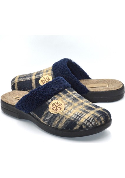 Erkek Lacivert Desenli Kışlık Ev Terliği fırsatları