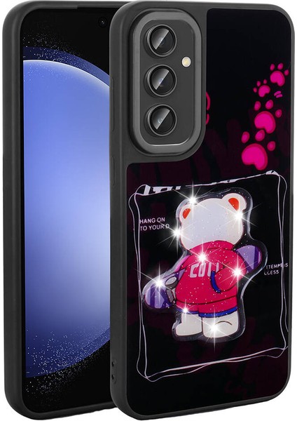 Galaxy A34 Kılıf Parlayan Kabartmalı Ikonik Figürlü Aden Amas Silikon Kapak-Siyah