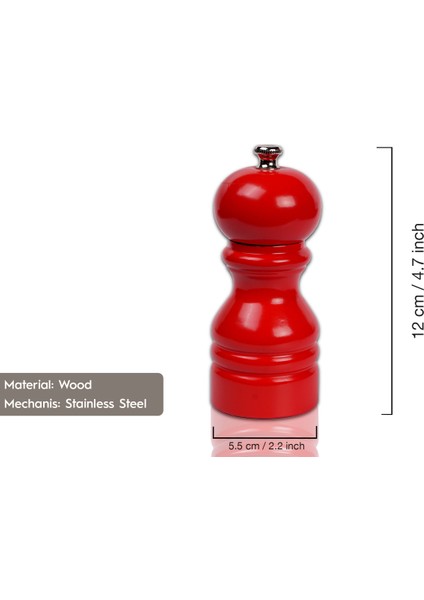 Kırmızı Ahşap Tuz ve Karabiber El Değirmeni Öğütücü Grinder 12 Cm fiyatları