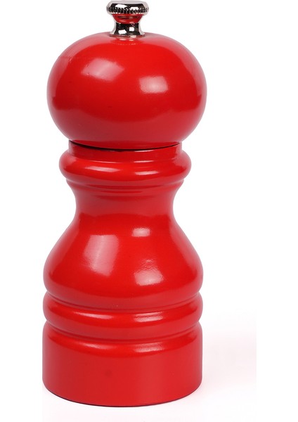 Kırmızı Ahşap Tuz ve Karabiber El Değirmeni Öğütücü Grinder 12 Cm