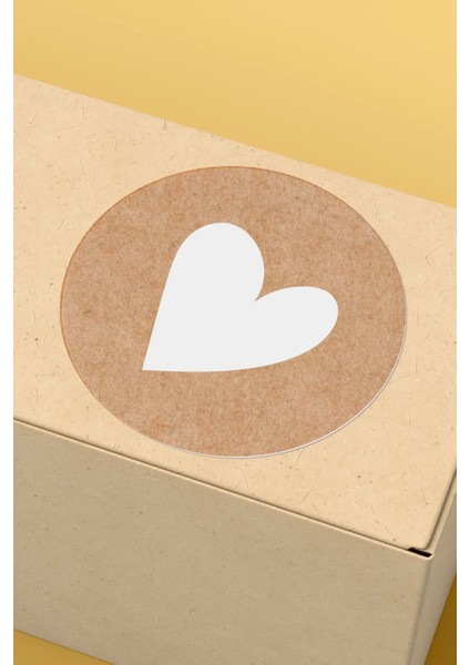 Kalp Desenli Sticker Paketleme Kargo Ambalaj Etiketi - 4X4CM 70 Adet