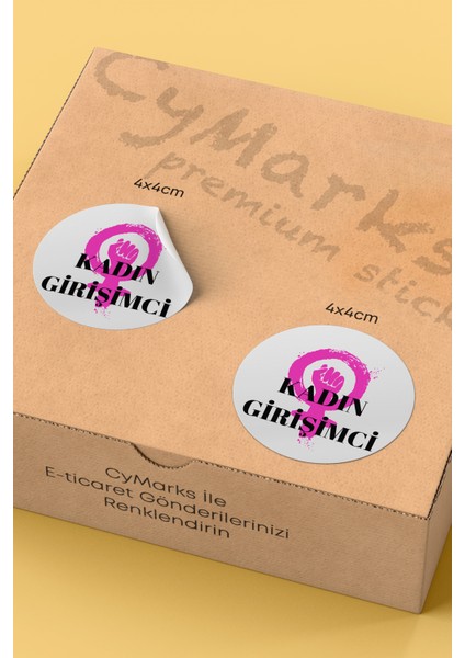 Kadının Girişimci Temalı Sticker Paketleme Kargo Ambalaj Etiketi - 4X4CM 70 Adet Yuvarlak fiyatları