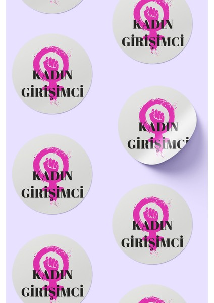 Kadının Girişimci Temalı Sticker Paketleme Kargo Ambalaj Etiketi - 4X4CM 70 Adet Yuvarlak modelleri