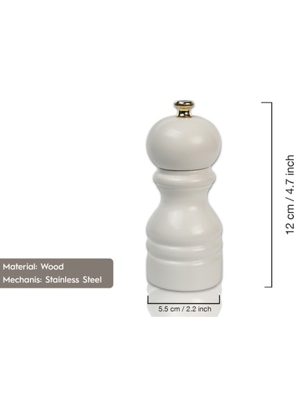 Beyaz Ahşap Tuz ve Karabiber El Değirmeni Öğütücü Grinder 12 Cm fiyatları