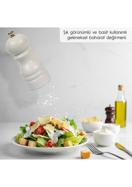 Beyaz Ahşap Tuz ve Karabiber El Değirmeni Öğütücü Grinder 12 Cm fırsatları