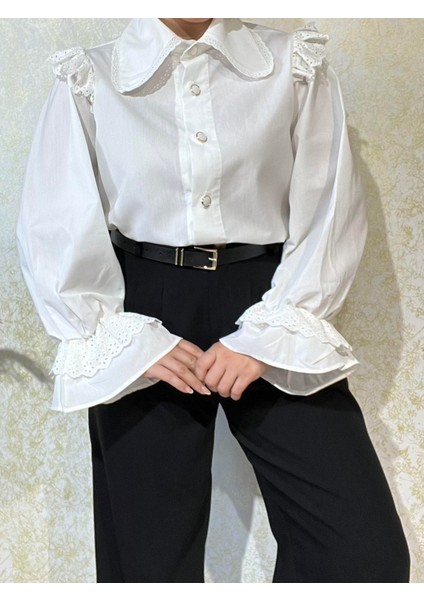 Ekru Kalp Yaka Sofi Gömlek