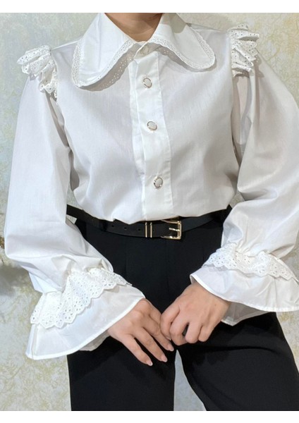 Ekru Kalp Yaka Sofi Gömlek