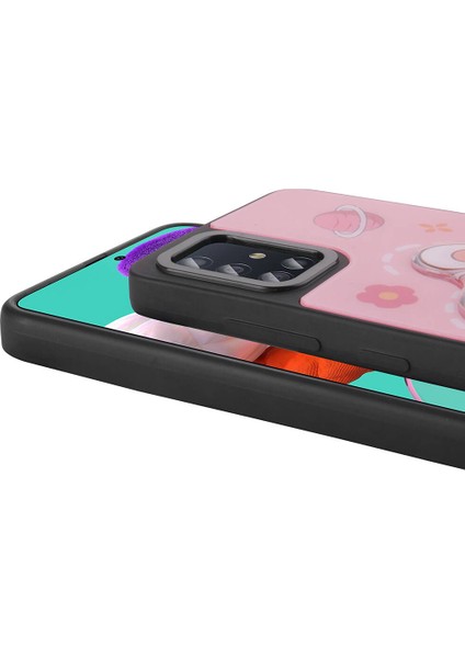 Galaxy A51 Kılıf Parlayan Kabartmalı Ikonik Figürlü Aden Amas Silikon Kapak-Pembe modelleri