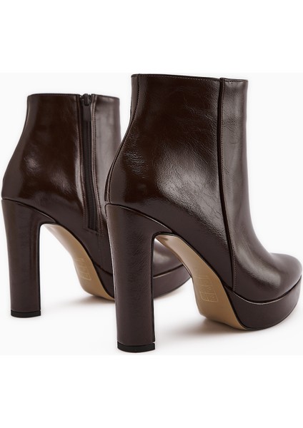 Abbie Kahve Sivri Burunlu Yüksek Topuklu Fermuarlı Bot indirimleri