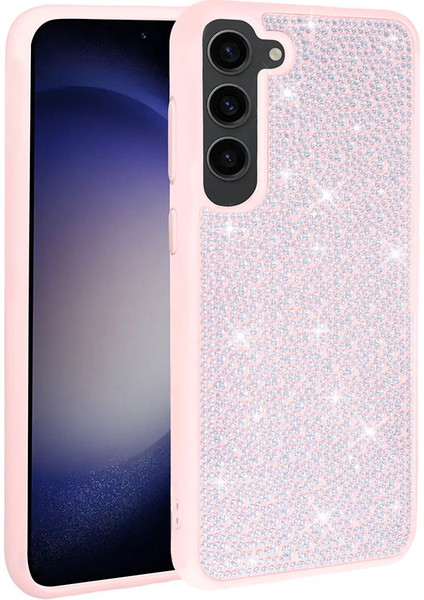Galaxy S23 Plus Kılıf Parlak Taşlı Tasarım Aden Ston Kapak-Pembe