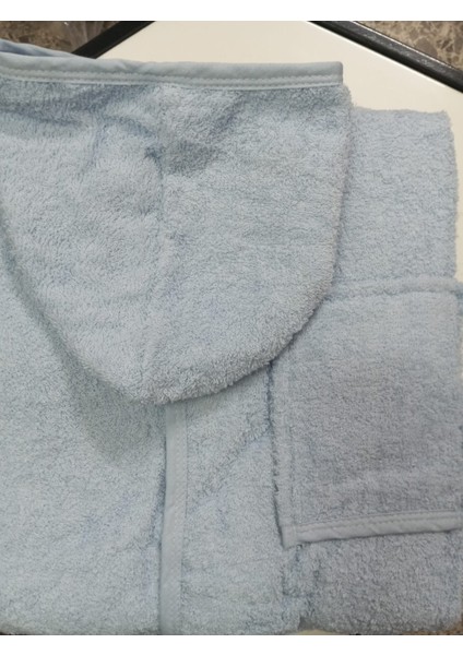 Erkek Çocuk Bornozu, Mavi-Beyaz, Pamuklu, Ayı Desenli fırsatları