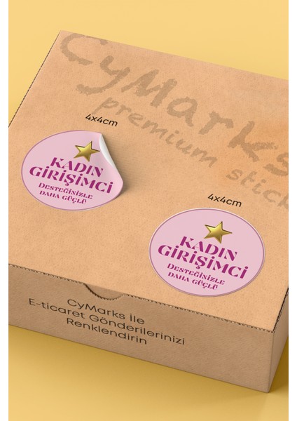 Kadının Girişimci Temalı Sticker Paketleme Kargo Ambalaj Etiketi - 4X4CM 70 Adet Yuvarlak fiyatları