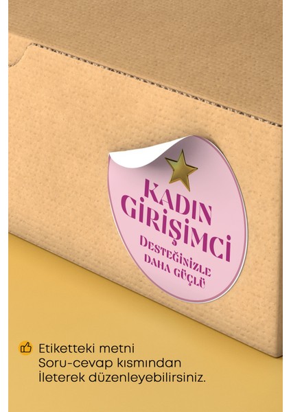 Kadının Girişimci Temalı Sticker Paketleme Kargo Ambalaj Etiketi - 4X4CM 70 Adet Yuvarlak modelleri