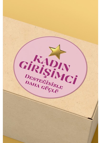 Kadının Girişimci Temalı Sticker Paketleme Kargo Ambalaj Etiketi - 4X4CM 70 Adet Yuvarlak