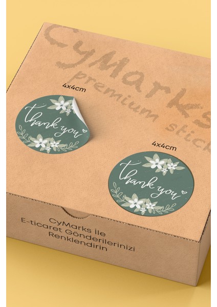 Thank You Yazılı Sticker Paketleme Kargo Ambalaj Etiketi - 4X4CM 70 Adet fiyatları