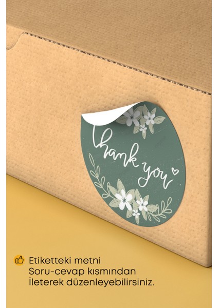 Thank You Yazılı Sticker Paketleme Kargo Ambalaj Etiketi - 4X4CM 70 Adet indirimleri