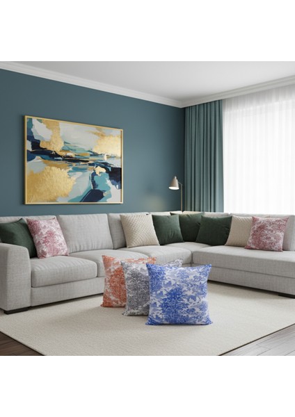 Yüksek Kaliteli Desenli Jakarlı Dokuma Kumaş Kırlent 45 x 43 cm (İçi Dolu) Bordo Ağırlıklı