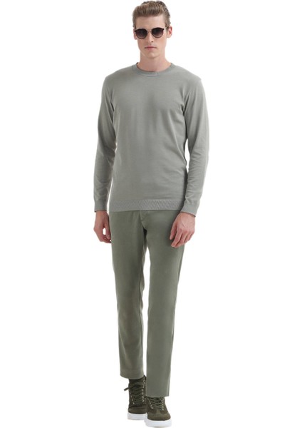 Açık Yeşil Düz Bisiklet Yaka %100 Pamuk T-Shirt