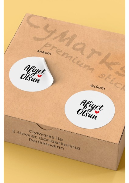 Afiyet Olsun Yazılı Sticker Restoran Gıda Paketleme Kargo Ambalaj Etiketi - 4X4CM 70 Adet fiyatları
