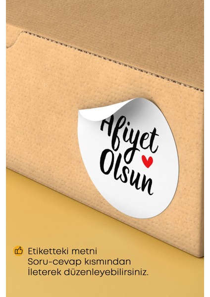 Afiyet Olsun Yazılı Sticker Restoran Gıda Paketleme Kargo Ambalaj Etiketi - 4X4CM 70 Adet modelleri