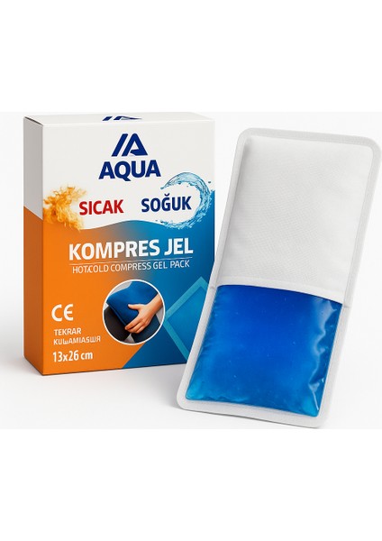 Soğuk Sıcak Kompres Jel Buz Torbası Kılıflı 13X26 cm – Tekrar Kullanılabilir Terfomor Sıcak & Soğuk Jel Kompres Ped