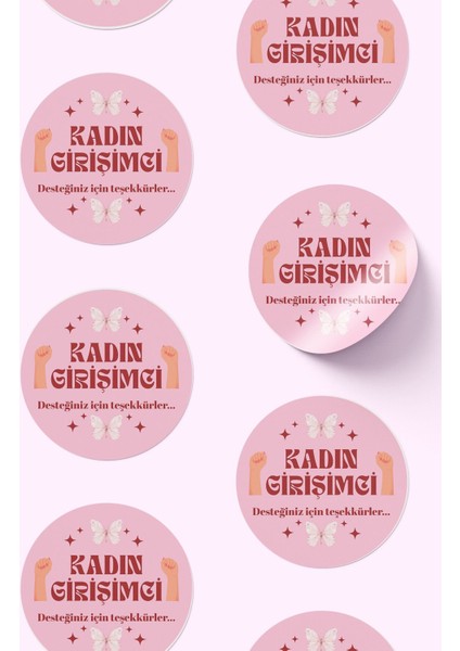 Kadın Girişimci Paketleme Ambalaj Kargo Ürün Etiketi Yapışkanlı Sticker - 4X4CM 70 Adet modelleri