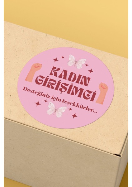Kadın Girişimci Paketleme Ambalaj Kargo Ürün Etiketi Yapışkanlı Sticker - 4X4CM 70 Adet indirimleri