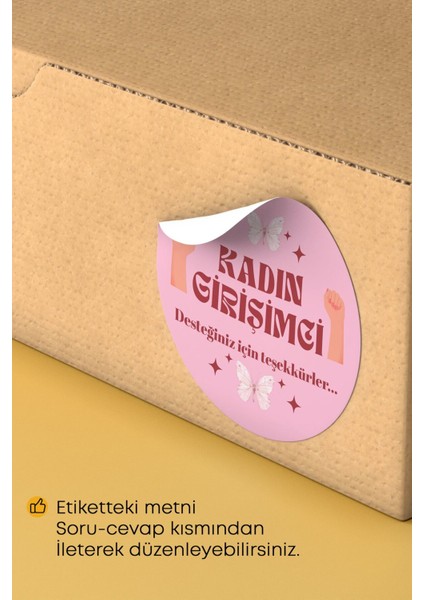 Kadın Girişimci Paketleme Ambalaj Kargo Ürün Etiketi Yapışkanlı Sticker - 4X4CM 70 Adet