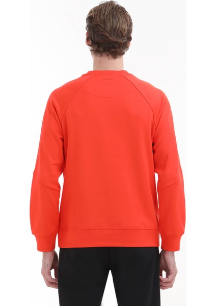 Turuncu Bisiklet Yaka Düz Sweatshırt