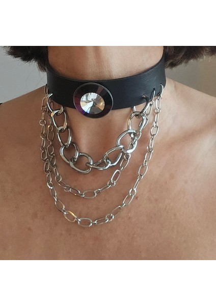 Hakiki Deri Siyah Choker Kolye modelleri
