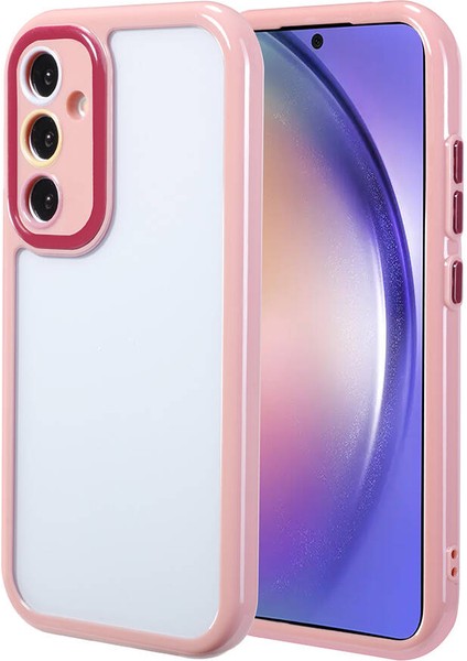 Galaxy A54 Kılıf Kamera Korumalı Renkli Kenar ve Çerçeve Tasarımlı Aden Vitamin Kapak-Mürdüm