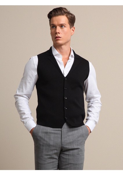 Siyah Regular Fit Casual Örme Triko Yelek fiyatları