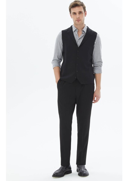 Siyah Regular Fit Casual Örme Triko Yelek