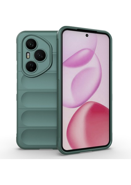 Honor 400 Pro Kılıf Esnek Tpu Oyuklu Arka Yüzey Tasarımlı Aden Etnik Silikon Kapak - Koyu Yeşil