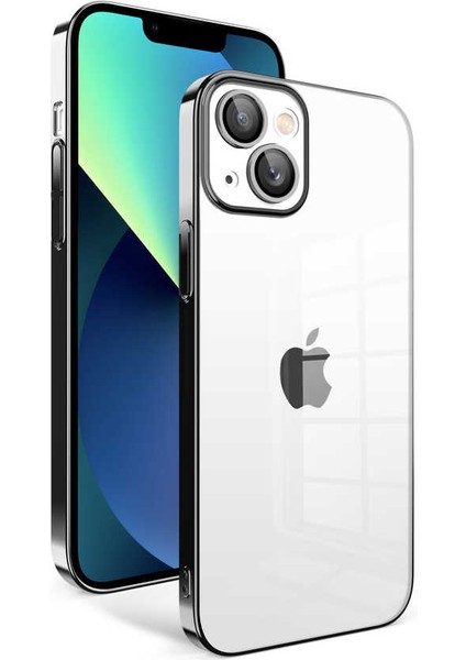 iPhone 13 Uyumlu Kamera Korumalı Renkli Çerçeveli Aden Garaj Kapak-Kırmızı modelleri