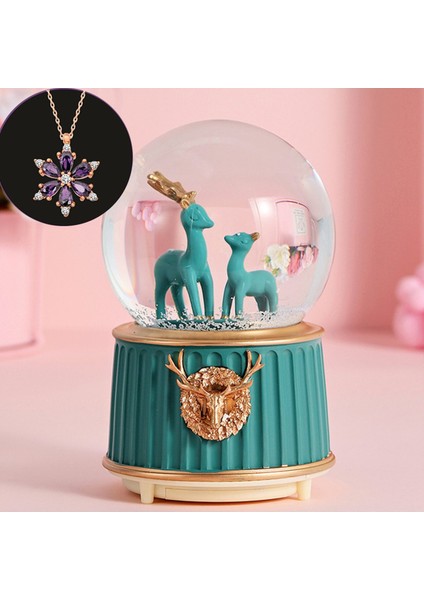 Geyikli Orta Boy Işıklı Müzikli Kar Küresi ve Lotus Çiçeği Kolye fırsatları