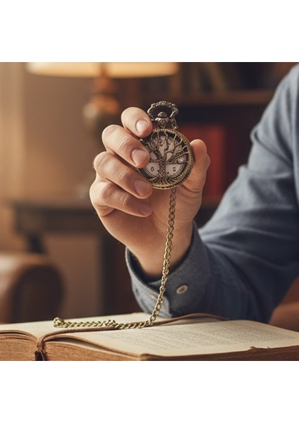 Kişiye Özel Kutulu Ağaç Kabartmalı Quartz Köstekli Saat indirimleri