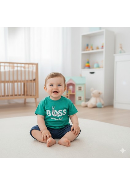 Erkek Çocuk 3- 6 Yaş Boşa Baskılı Şortlu Takım