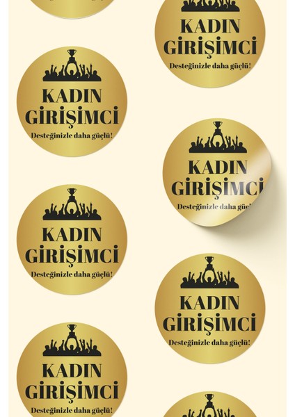Kadının Girişimci Temalı Sticker Paketleme Kargo Ambalaj Etiketi - 4X4CM 70 Adet Yuvarlak fırsatları