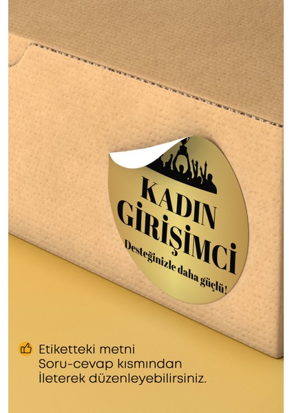 Kadının Girişimci Temalı Sticker Paketleme Kargo Ambalaj Etiketi - 4X4CM 70 Adet Yuvarlak indirimleri