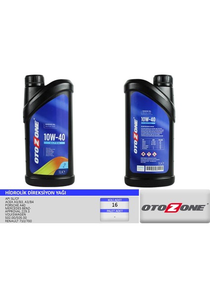 MOTOR YAĞI 10W40 1 LT ULTRA YARI SENTETİK API SL/CF 10W40 (16 ADET)