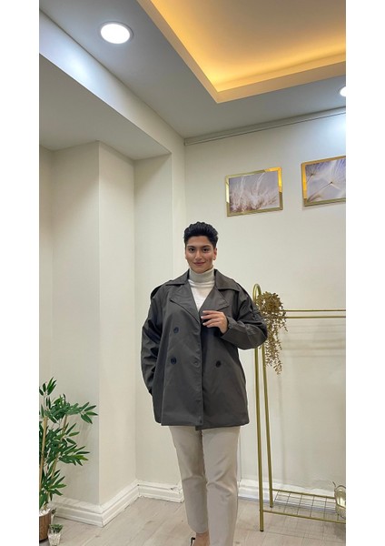 Kruvaze Kısa Trençkot