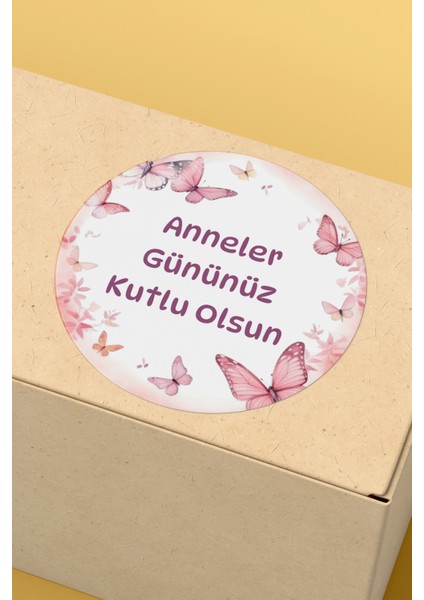 Anneler Gününüz Kutlu Olsun Yazılı Sticker Paketleme Kargo Ambalaj Etiketi - 4X4CM 70 Adet