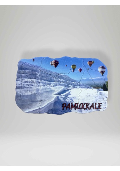 Pamukkale Temalı Çatlatma Polyester Magnet Buzdolabı Süsü 9cm x 5,5cm (KOD:886)