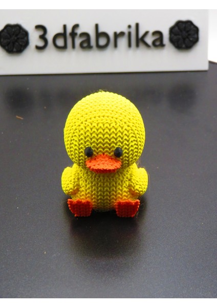 Örgü Desenli Sarı Ördek Dekoratif Figür – Sevimli Masa ve Raf Süsü