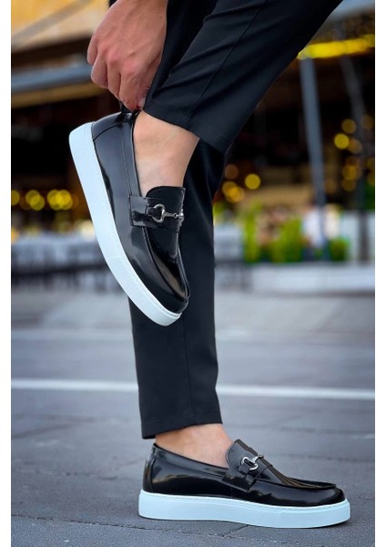KB-027 Kuback Bağcıksız Siyah Rugan G Günlük Erkek Ayakkabı