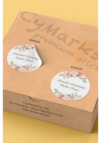 Anneler Gününüz Kutlu Olsun Yazılı Sticker Paketleme Kargo Ambalaj Etiketi - 4X4CM 70 Adet fiyatları