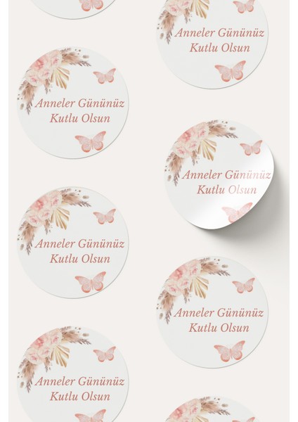 Anneler Gününüz Kutlu Olsun Yazılı Sticker Paketleme Kargo Ambalaj Etiketi - 4X4CM 70 Adet fırsatları