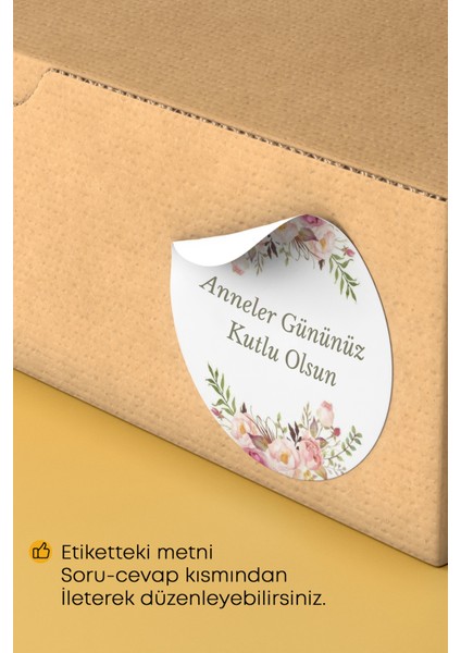 Anneler Gününüz Kutlu Olsun Yazılı Sticker Paketleme Kargo Ambalaj Etiketi - 4X4CM 70 Adet indirimleri