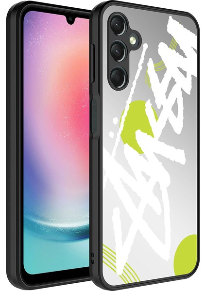 Galaxy A14 Kılıf Aynalı Desenli Kamera Korumalı Parlak Aden Mirror Kapak-Yazı